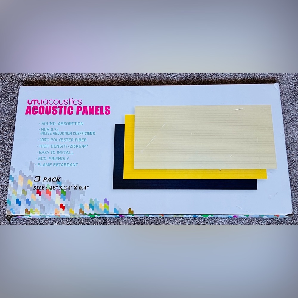 Umiacoustics Acoustic Panels- 3 Pack Sound Proof Panels. 49x24x0.4in. New.